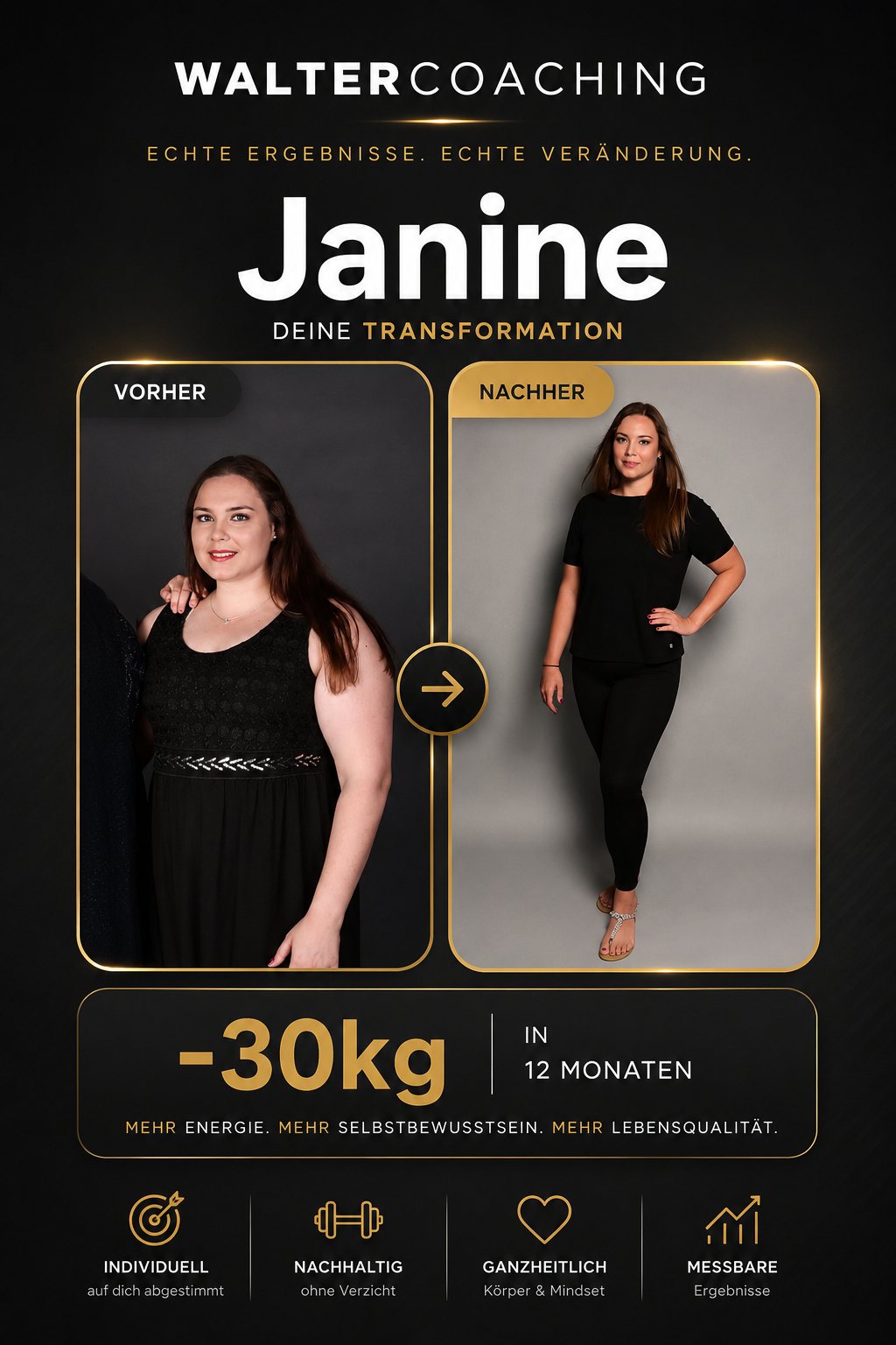 Janine – Kundentransformation WalterCoaching Abnehmen Erfolg