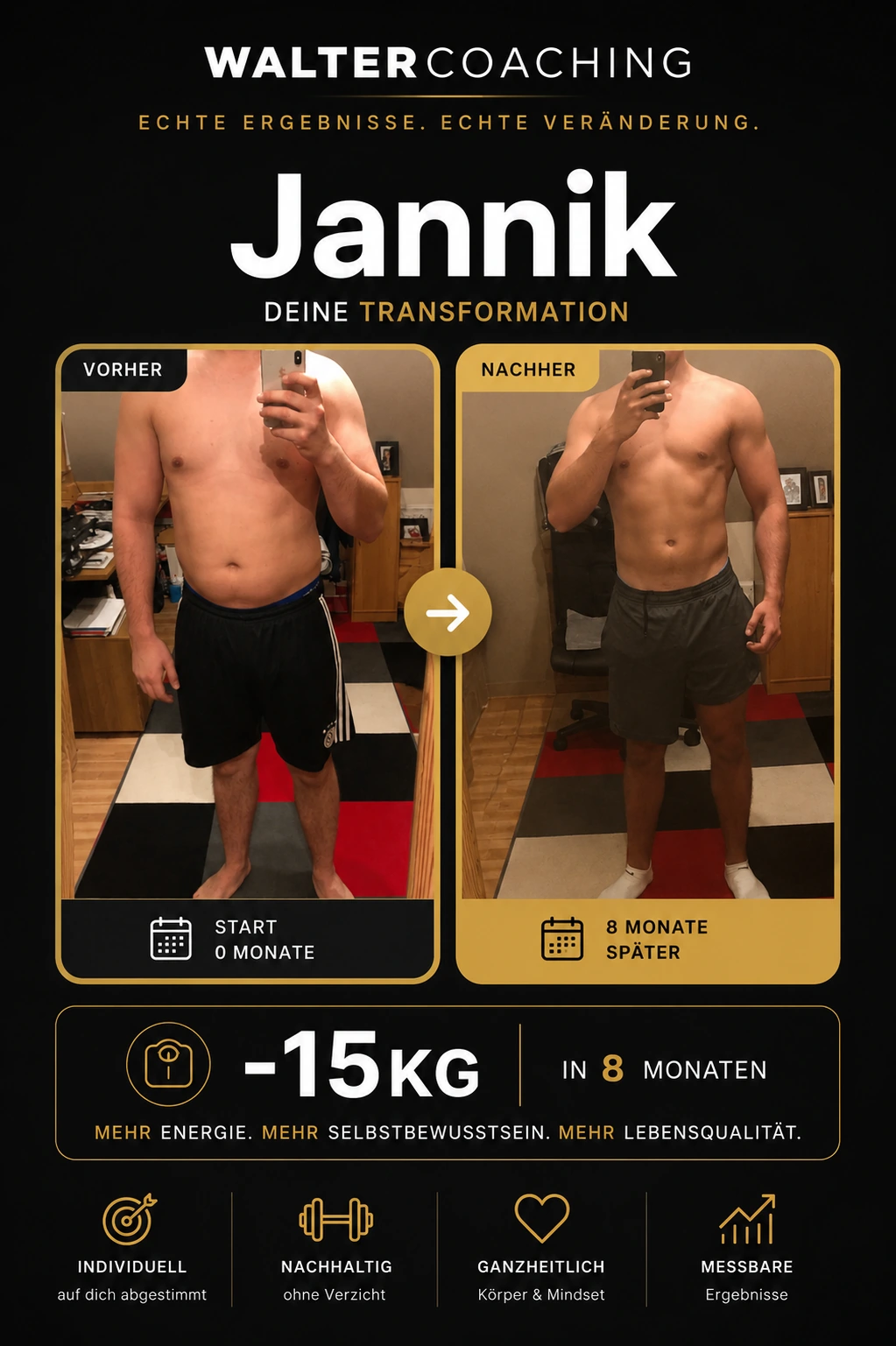 Jannik – Kundentransformation WalterCoaching 15 kg abgenommen in 8 Monaten